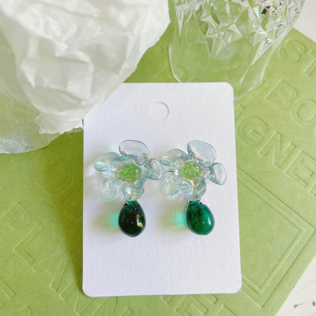 Luninana Earrings -  Crystal Jade Flower Earrings LL005