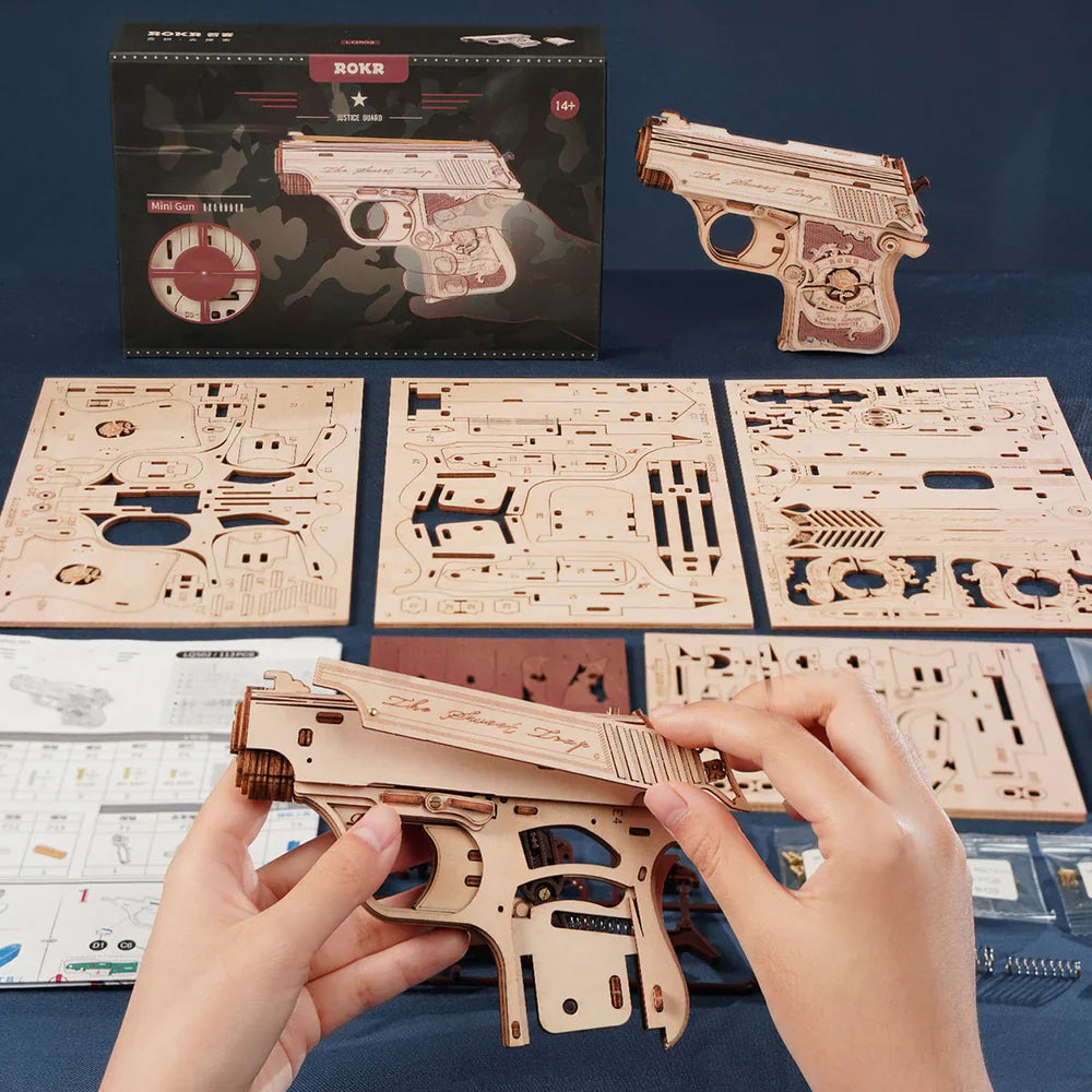 Robotime ROKR Mini Gun Wooden 3D Puzzle Toy Gun LQ502