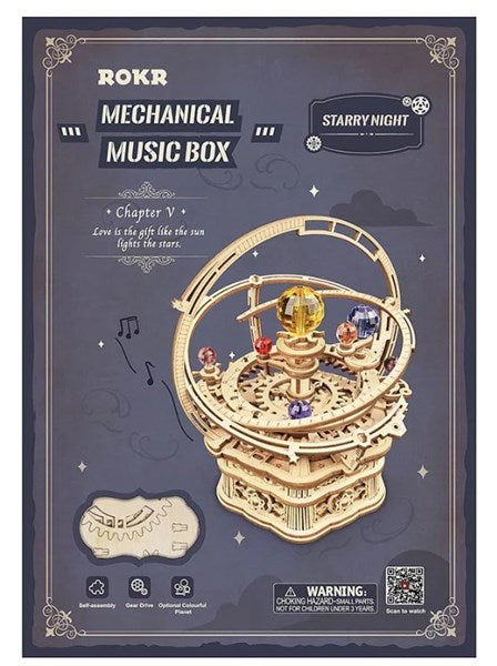 Robotime ROKR 3D Wooden Puzzle  Music Box Starry Night
