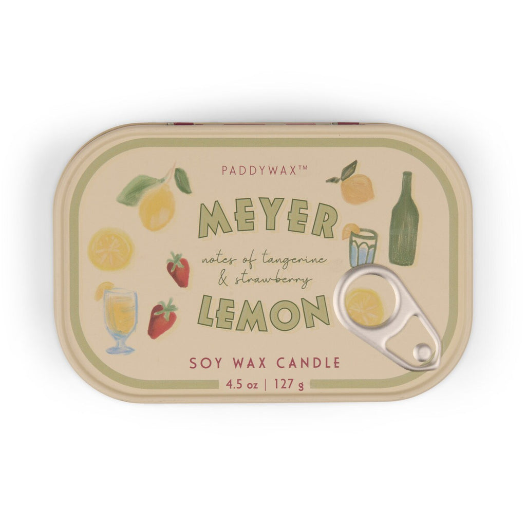 Paddywax Bistro  Lemon Printed Tin Candle - Meyer Lemon 4.5oz/127g