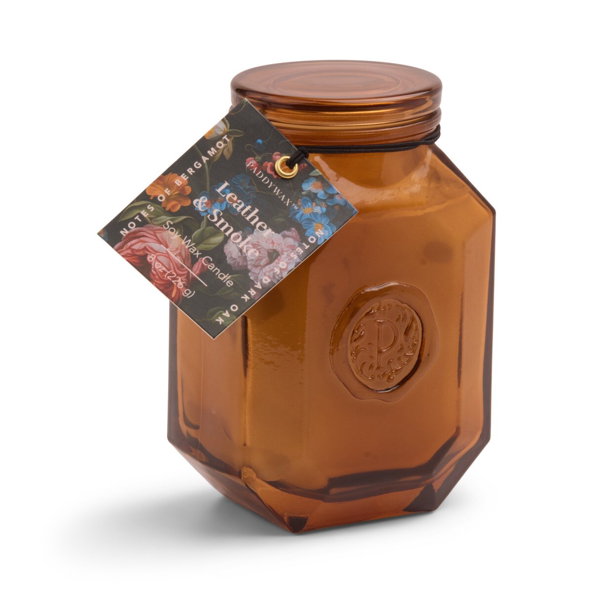 Designworks Botanica 8oz/226g Amber Glass Candle - Leather & Smoke