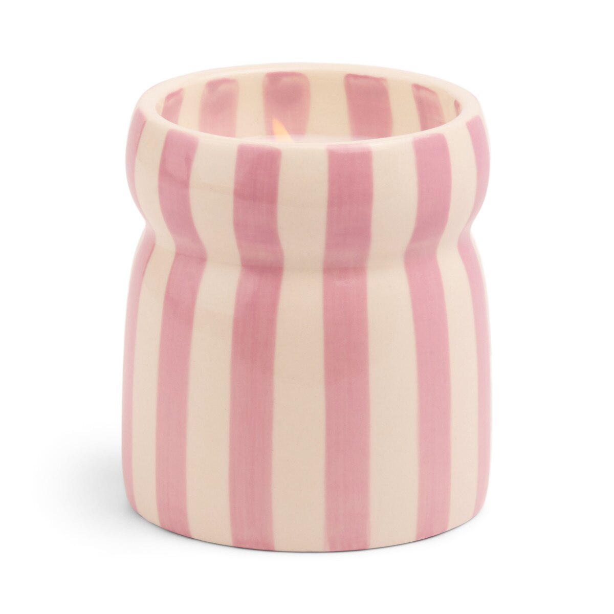 Designworks Cabana 6.5oz/184g Lavender Stripped Ceramic Candle - Grecian Sand Boxed