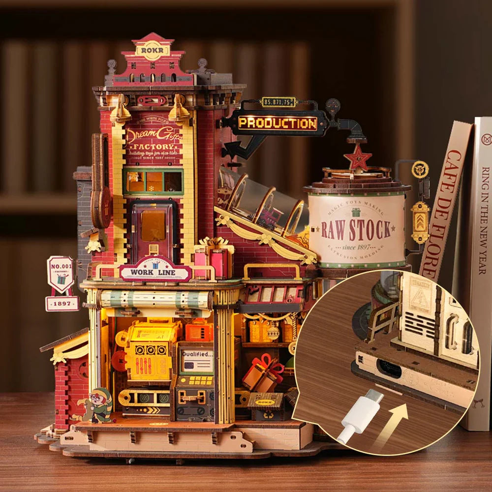 Robotime ROKR Christmas Dream Gift Factory Wooden Music Box EAB01