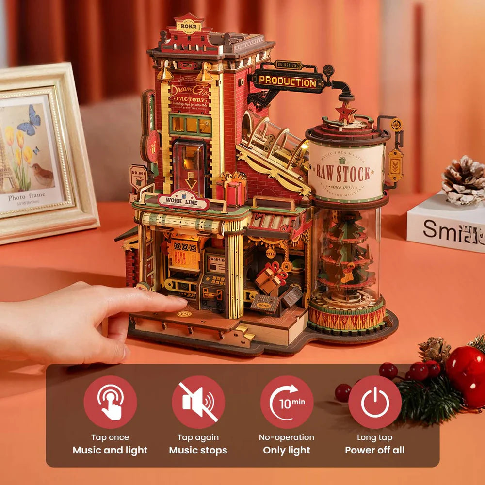 Robotime ROKR Christmas Dream Gift Factory Wooden Music Box EAB01