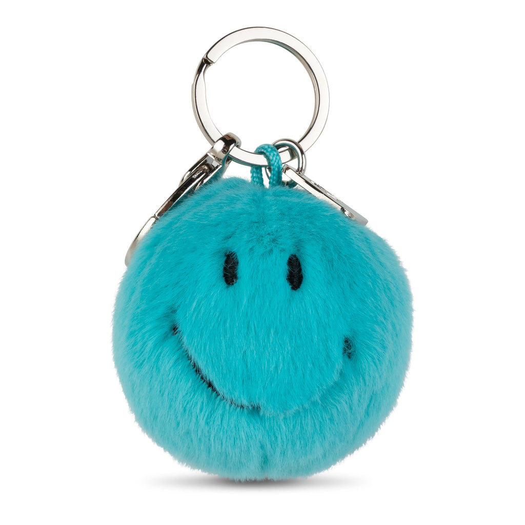 Smiley Keychain ECO Fuzzy Teal 5.5 cm