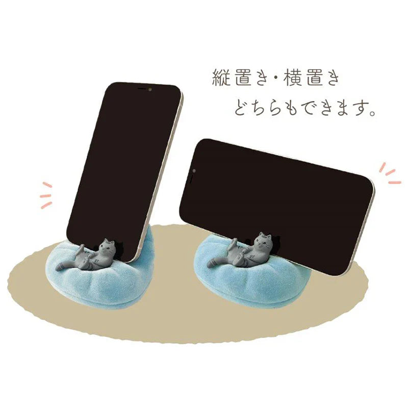 Decole Relaxed Cat Smartphone Stand - White Cat