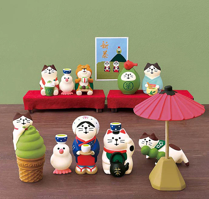 Decole Concombre Figurine - Japanese Green Tea Shop - Matcha Dango Cat