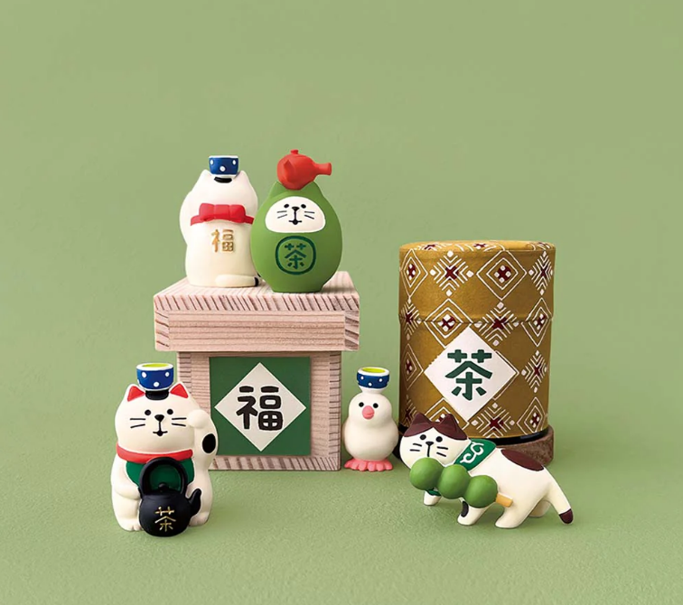 Decole Concombre Figurine - Japanese Green Tea Shop - Matcha Dango Cat