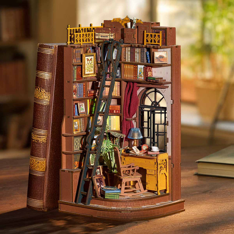 Robotime Rolife Silent Corner Study DIY Book Nook Shelf Insert TGE02