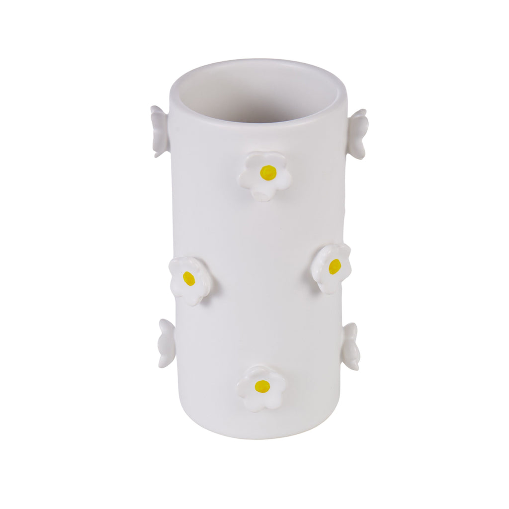 Emporium Daisy Vase White & Yellow 9.5x9.5x16cm