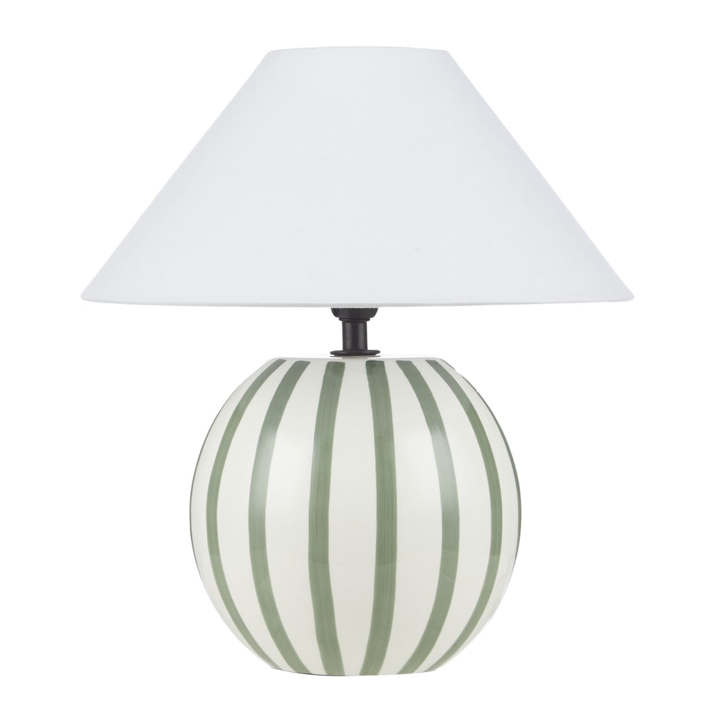 Emporium Arya Stripe Ceramic Table Lamp Green 25x25x28cm