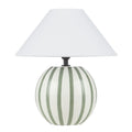 Emporium Arya Stripe Ceramic Table Lamp Green 25x25x28cm