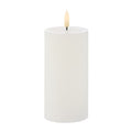 Amalfi Hughe LED Flickering Pillar Candle Rustic White 7.5x7.5x15cm