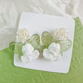 Luninana Clip-on Earrings -  Angel Butterfly with White Rose Earrings LL007