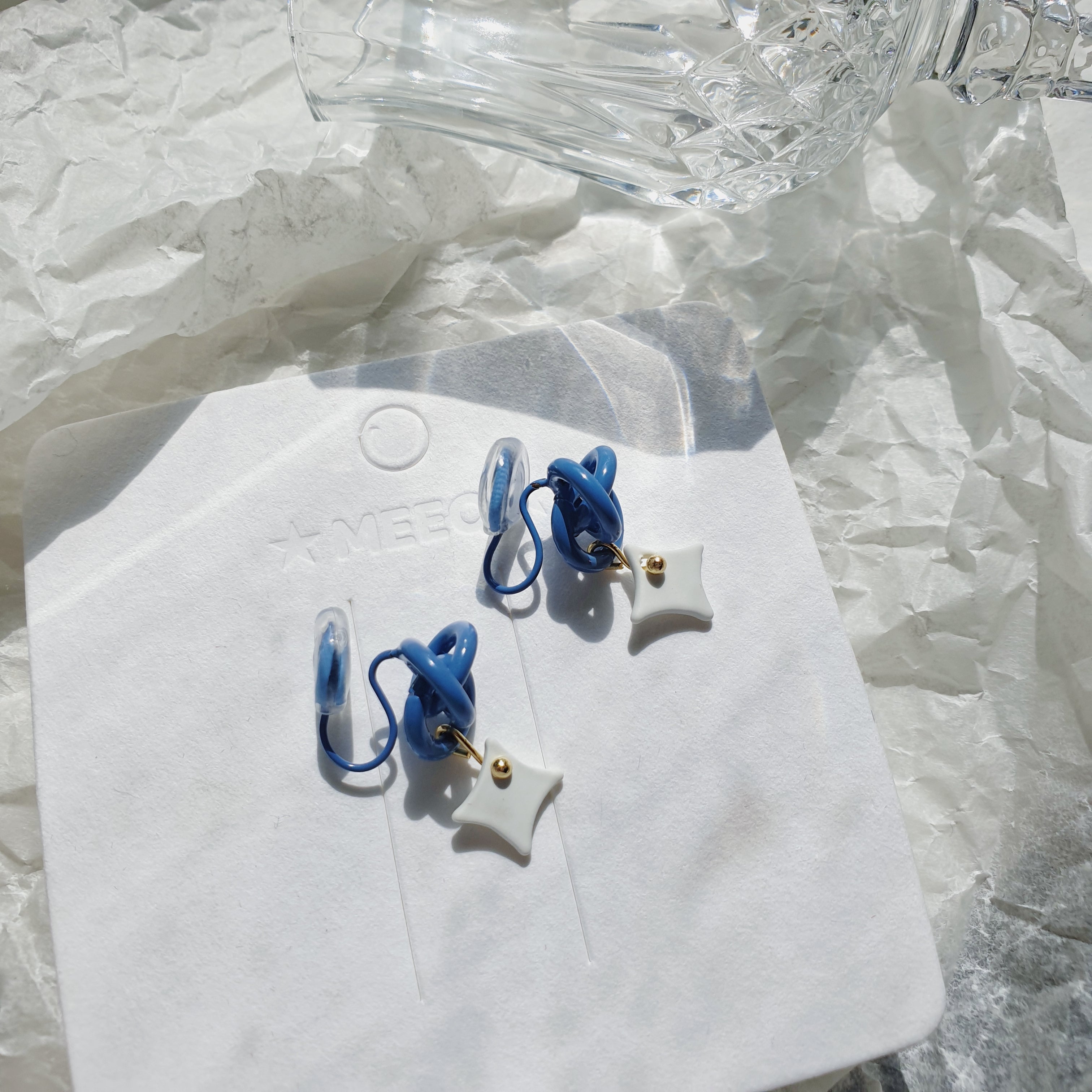 Luninana Clip-on Earrings -  Blue Knot Star Earrings LL012