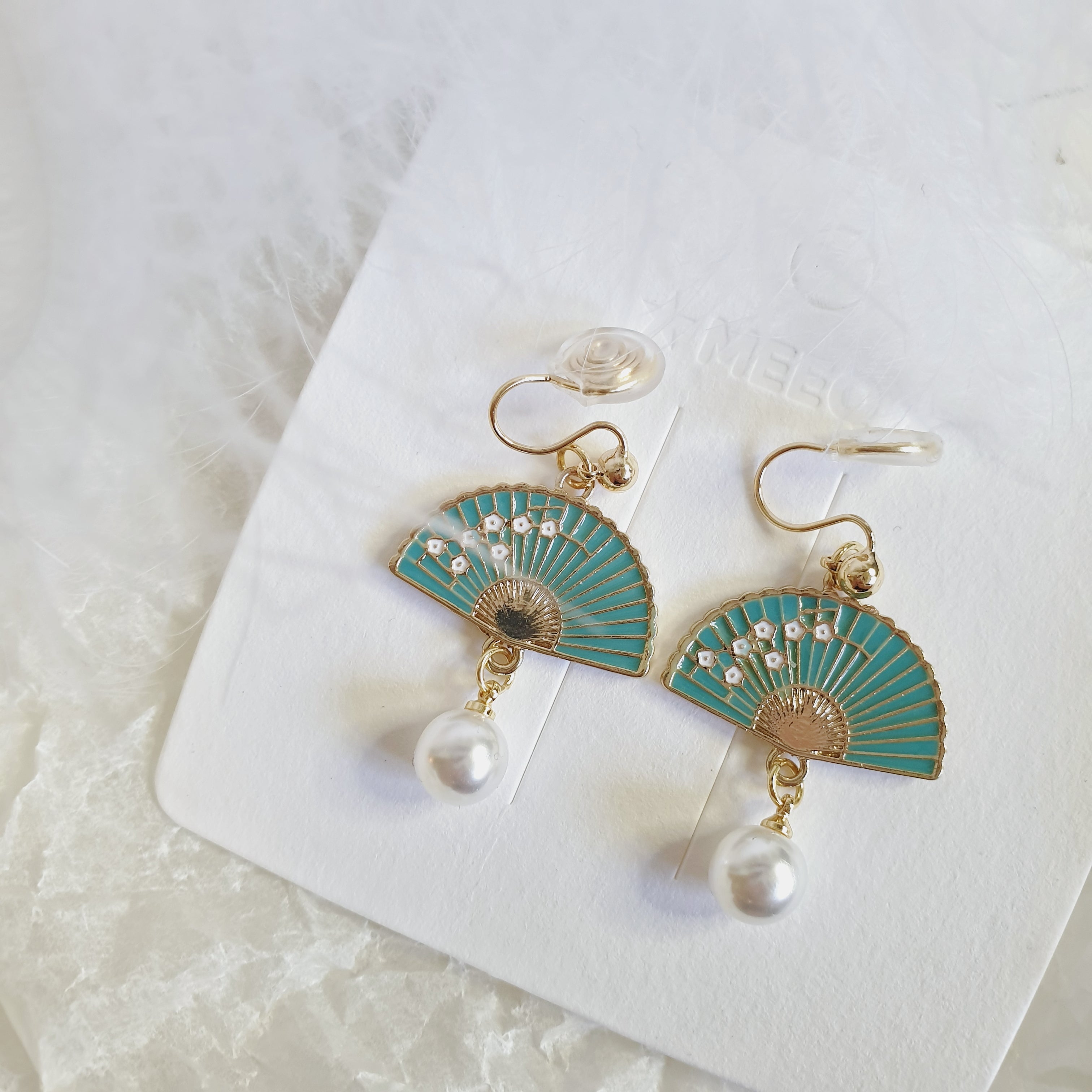 Luninana Clip-on Earrings -  Oriental Blossom Fan Earrings LL023