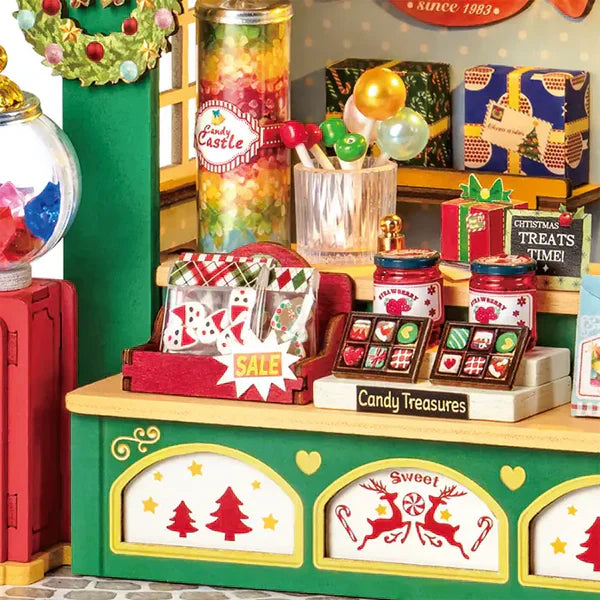 Robotime Christmas Candy Stand DIY 3D Wooden Puzzle - DS043 | with LED Lights & Music Box